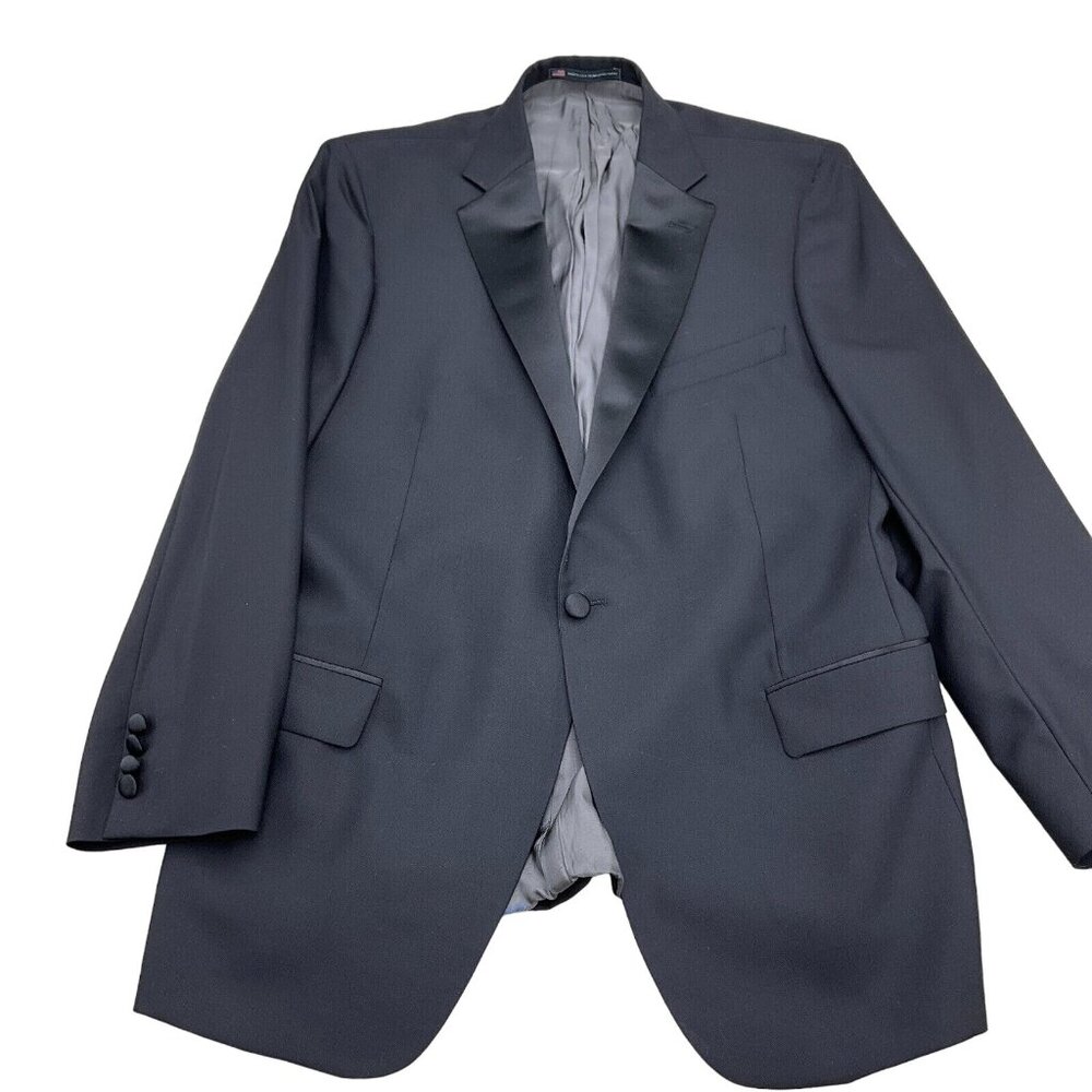 Hart Schaffner Marx Tuxedo Jacket Men 40-42  Black Satin Formal Classic USA‎ VTG